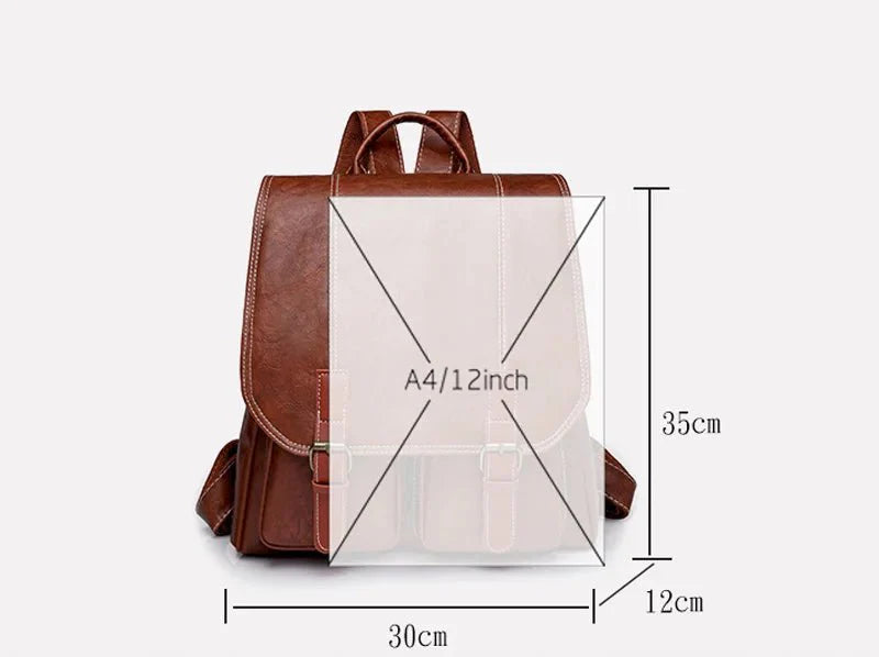 Soft Faux Leather Vintage Backpack Kawaii Side