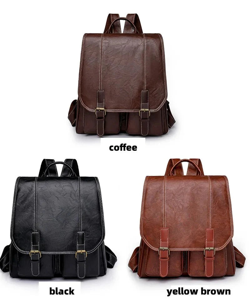 Soft Faux Leather Vintage Backpack Kawaii Side