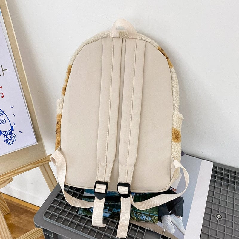 Teddy Bear Fuzzy Backpack Kawaii Side