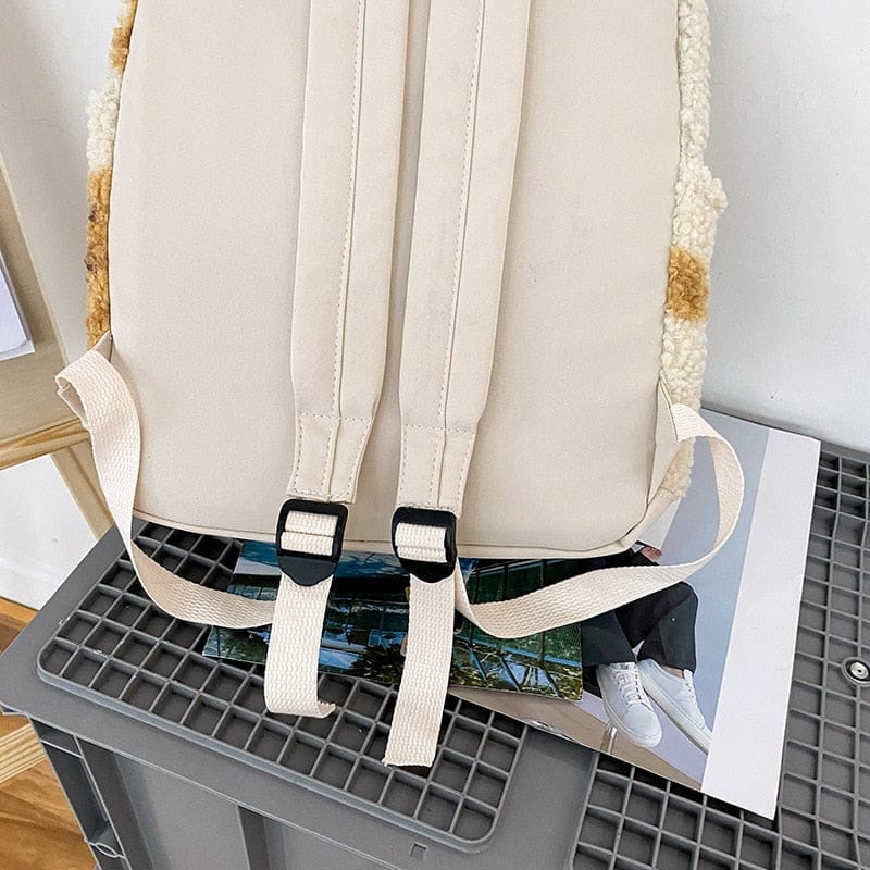Teddy Bear Fuzzy Backpack Kawaii Side