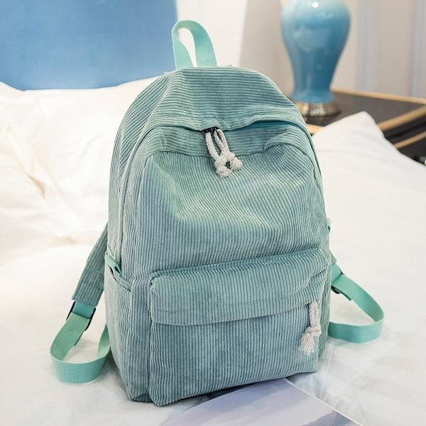 'The Corduroy' - Striped Corduroy Backpack Kawaii Side