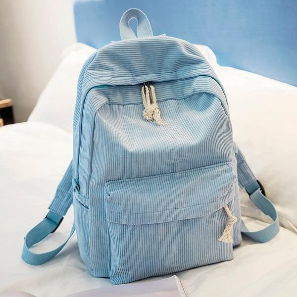 'The Corduroy' - Striped Corduroy Backpack Kawaii Side