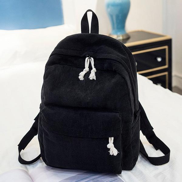 'The Corduroy' - Striped Corduroy Backpack Kawaii Side