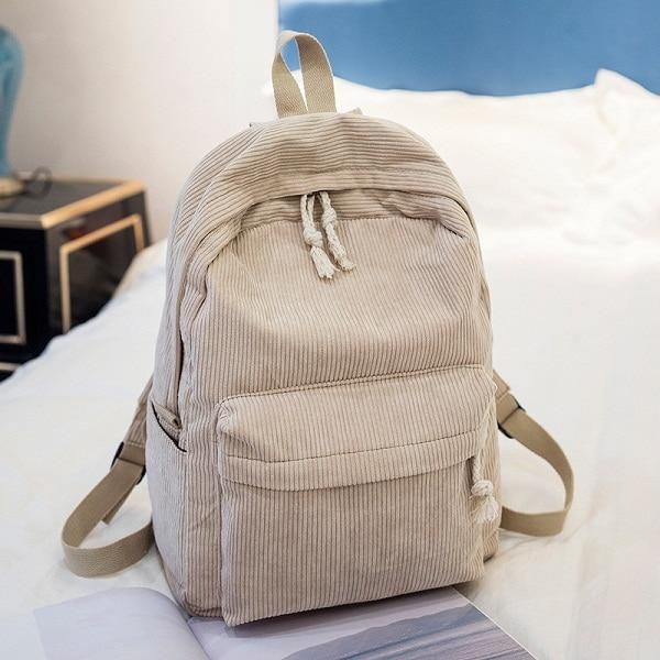 'The Corduroy' - Striped Corduroy Backpack Kawaii Side
