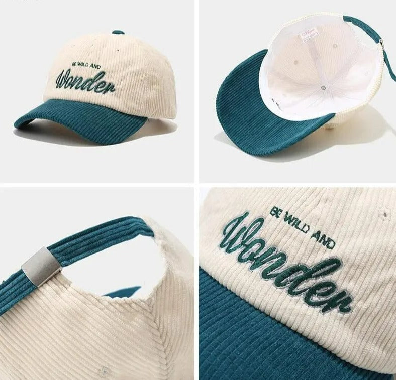 Vintage Letter Embroidered Corduroy Baseball Cap Candy Color Warm Winter Hats For Men Women Fresh Hip Hop Face Caps Bone Gorras GatoGeek 