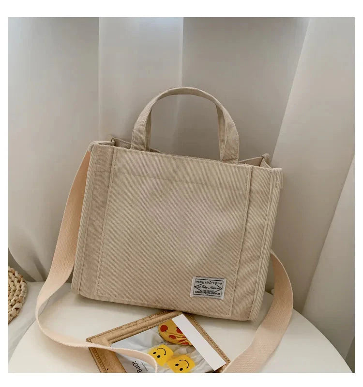 Women Corduroy Zipper Shoulder Bag Small Cotton Canvas Handbag Casual Tote Female Eco Crossbody Bag Vintage Messenger Bags GatoGeek 