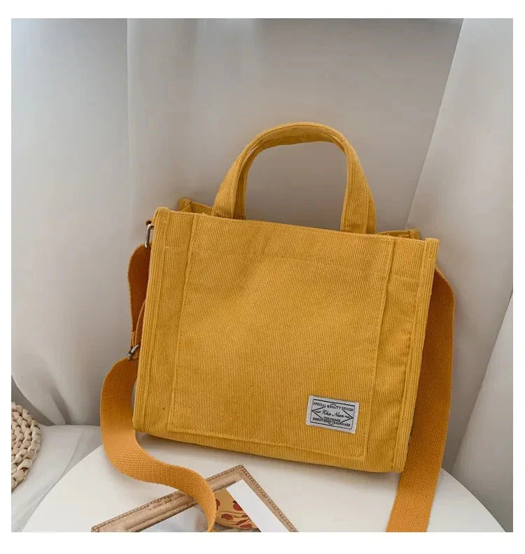 Women Corduroy Zipper Shoulder Bag Small Cotton Canvas Handbag Casual Tote Female Eco Crossbody Bag Vintage Messenger Bags GatoGeek 