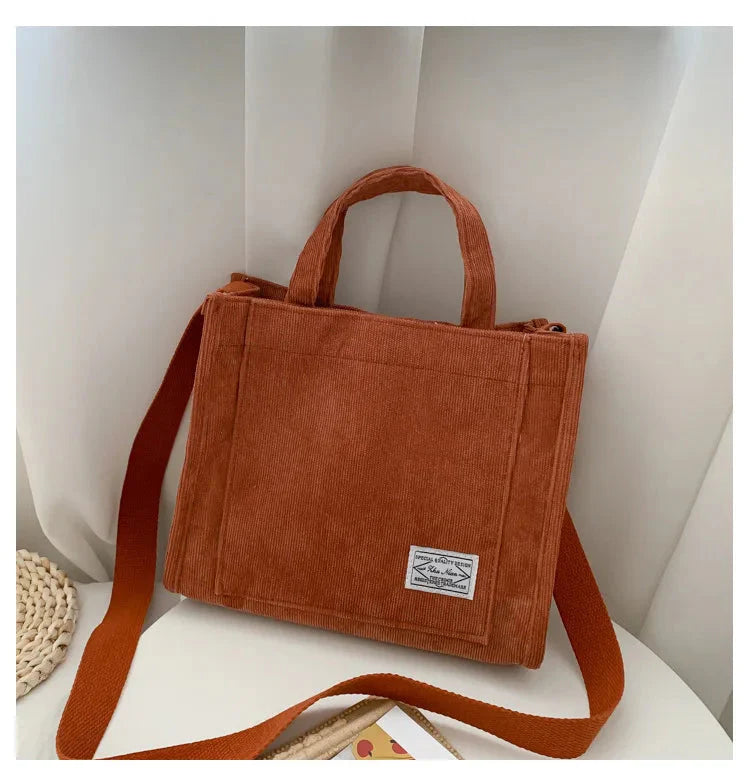 Women Corduroy Zipper Shoulder Bag Small Cotton Canvas Handbag Casual Tote Female Eco Crossbody Bag Vintage Messenger Bags GatoGeek 