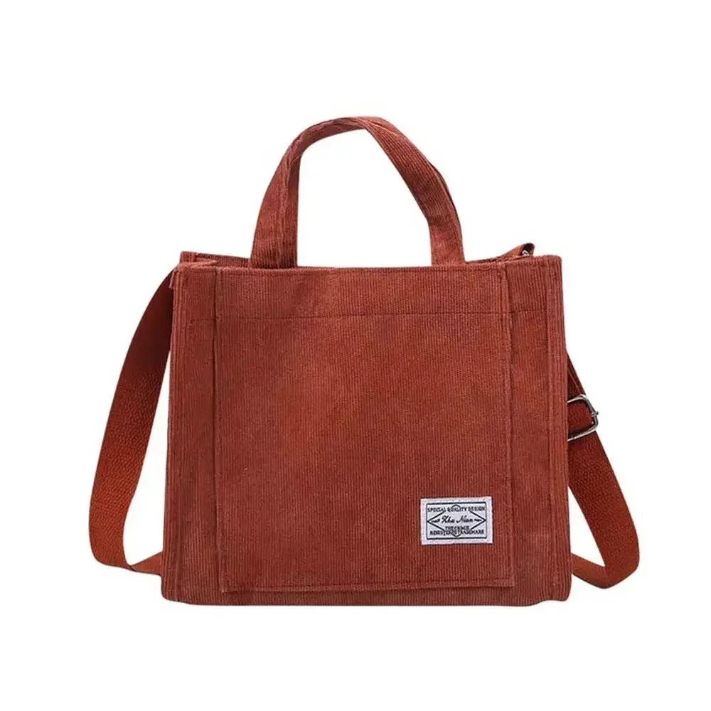 Women Corduroy Zipper Shoulder Bag Small Cotton Canvas Handbag Casual Tote Female Eco Crossbody Bag Vintage Messenger Bags GatoGeek Red 