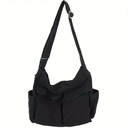 Women Vintage Handbag Canvas Teenager Shoulder Tote Bags Messenger Bags Ladies Casual Handbag Crossbody Purse GatoGeek Black 