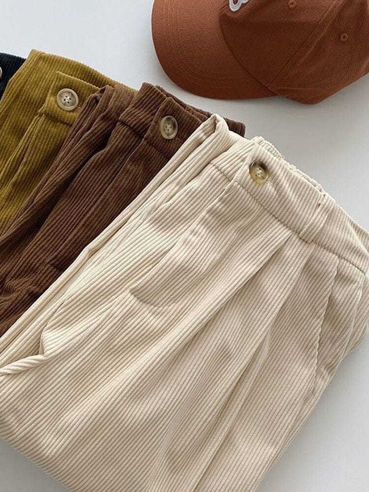 Retro Corduroy Straight Leg Pants Kawaii Side
